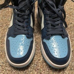 Blue and White High-Top Sneakers